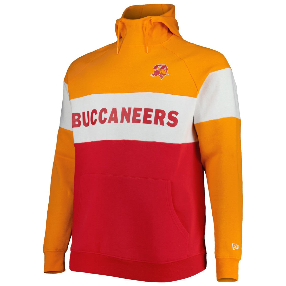 Tampa Bay Buccaneers New Era Big & Tall Throwback Colorblock Raglan Pullover Hoodie Red