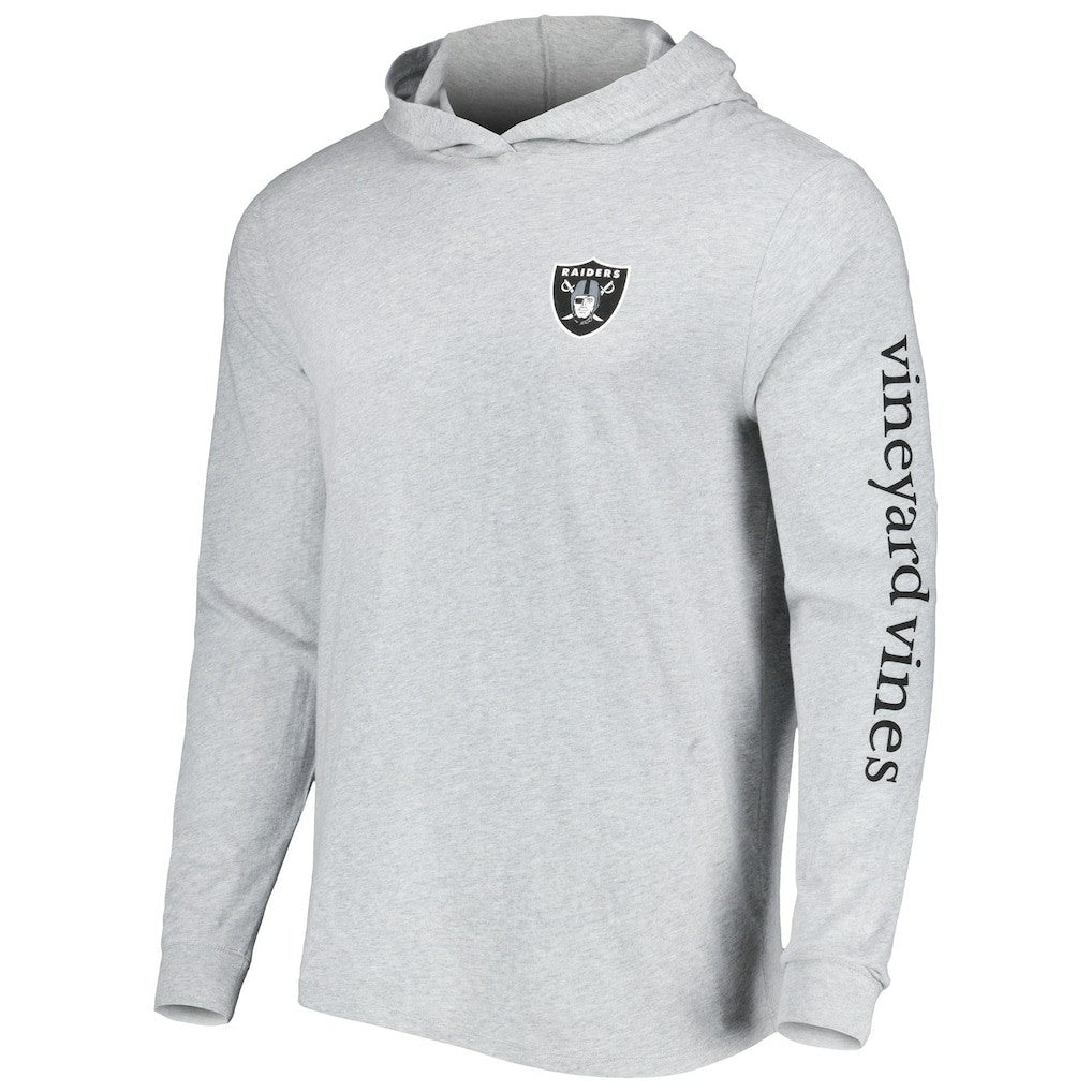 Las Vegas Raiders Vineyard Vines Local Long Sleeve Hoodie T-Shirt Heathered Gray