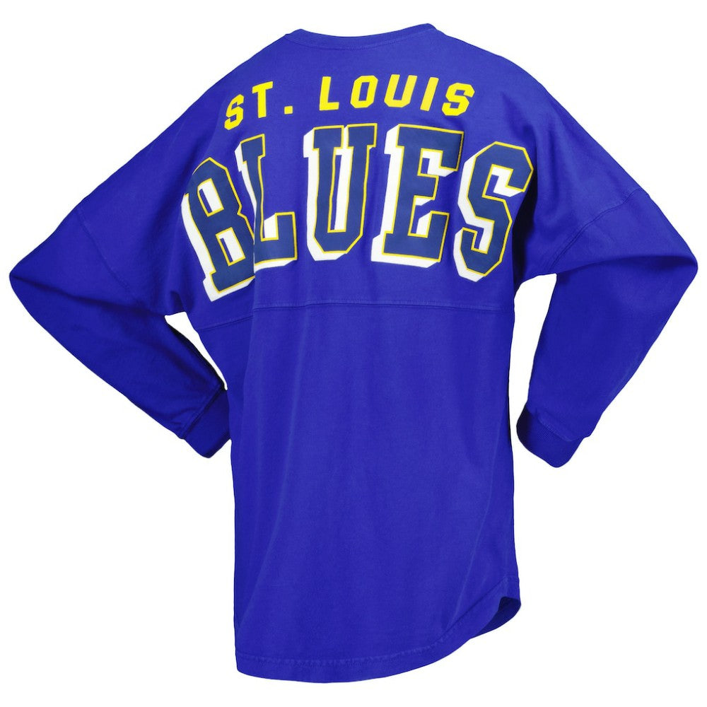St. Louis Blues Fanatics Women's Spirit Lace-Up V-Neck Long Sleeve Jersey T-Shirt - Blue - NHL 4974048