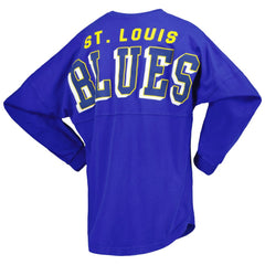 St. Louis Blues Fanatics Women's Spirit Lace-Up V-Neck Long Sleeve Jersey T-Shirt - Blue - NHL 4974048