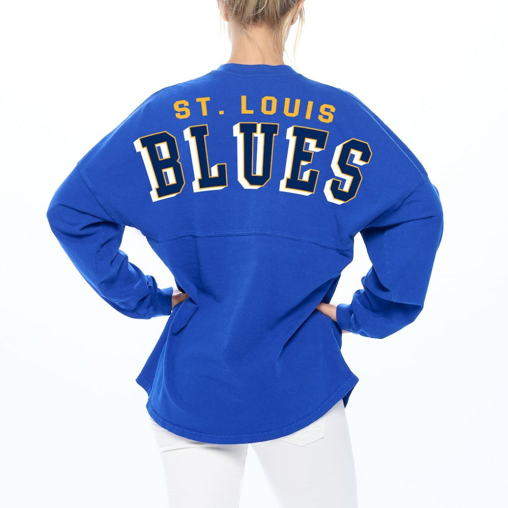 St. Louis Blues Fanatics Women's Spirit Lace-Up V-Neck Long Sleeve Jersey T-Shirt - Blue - NHL 4974048