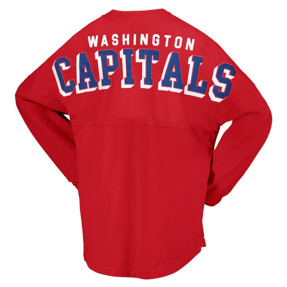 Washington Capitals Fanatics Women's Spirit Lace-Up V-Neck Long Sleeve Jersey T-Shirt - Red - NHL 4974057