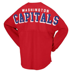 Washington Capitals Fanatics Women's Spirit Lace-Up V-Neck Long Sleeve Jersey T-Shirt - Red - NHL 4974057