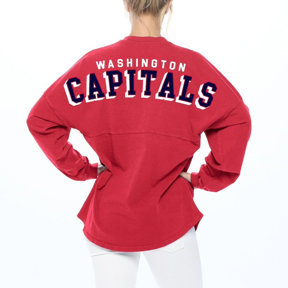 Washington Capitals Fanatics Women's Spirit Lace-Up V-Neck Long Sleeve Jersey T-Shirt - Red - NHL 4974057