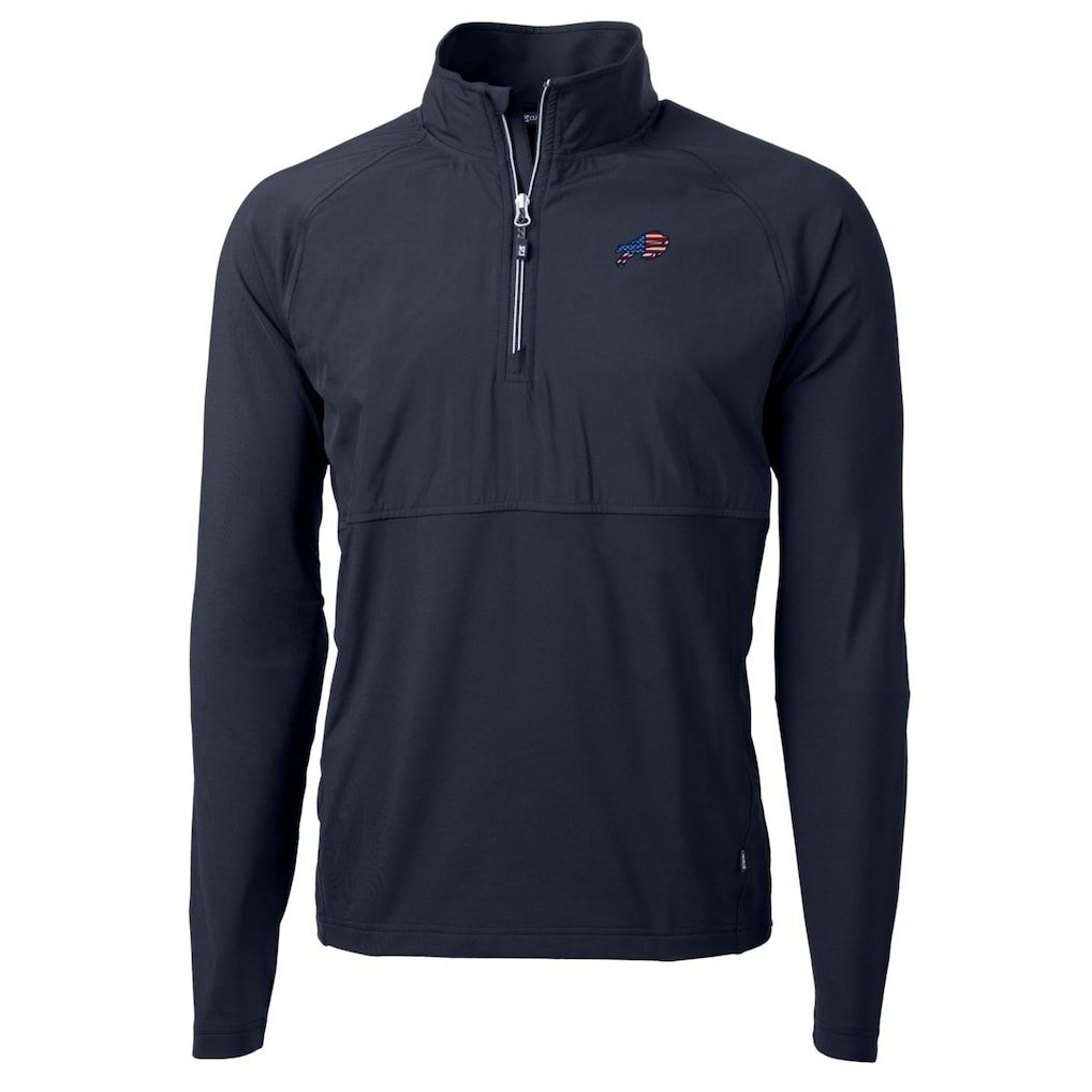 Buffalo Bills Cutter & Buck Adapt Eco Knit Hybrid Recycled Quarter-Zip Pullover Top Navy