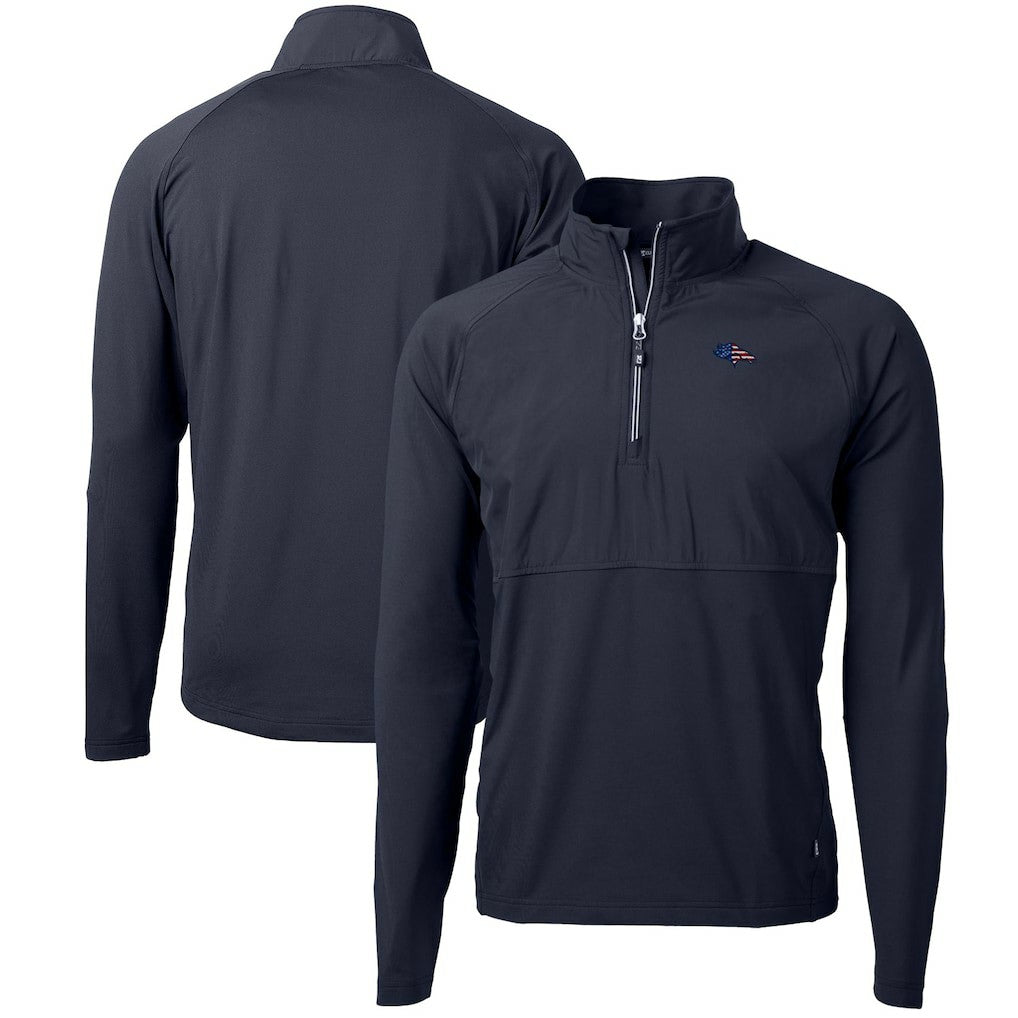 Denver Broncos Cutter & Buck Adapt Eco Knit Hybrid Recycled Quarter-Zip Pullover Top Navy