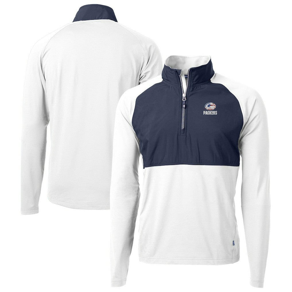 Green Bay Packers Cutter & Buck Adapt Eco Knit Hybrid Recycled Quarter-Zip Pullover Top White