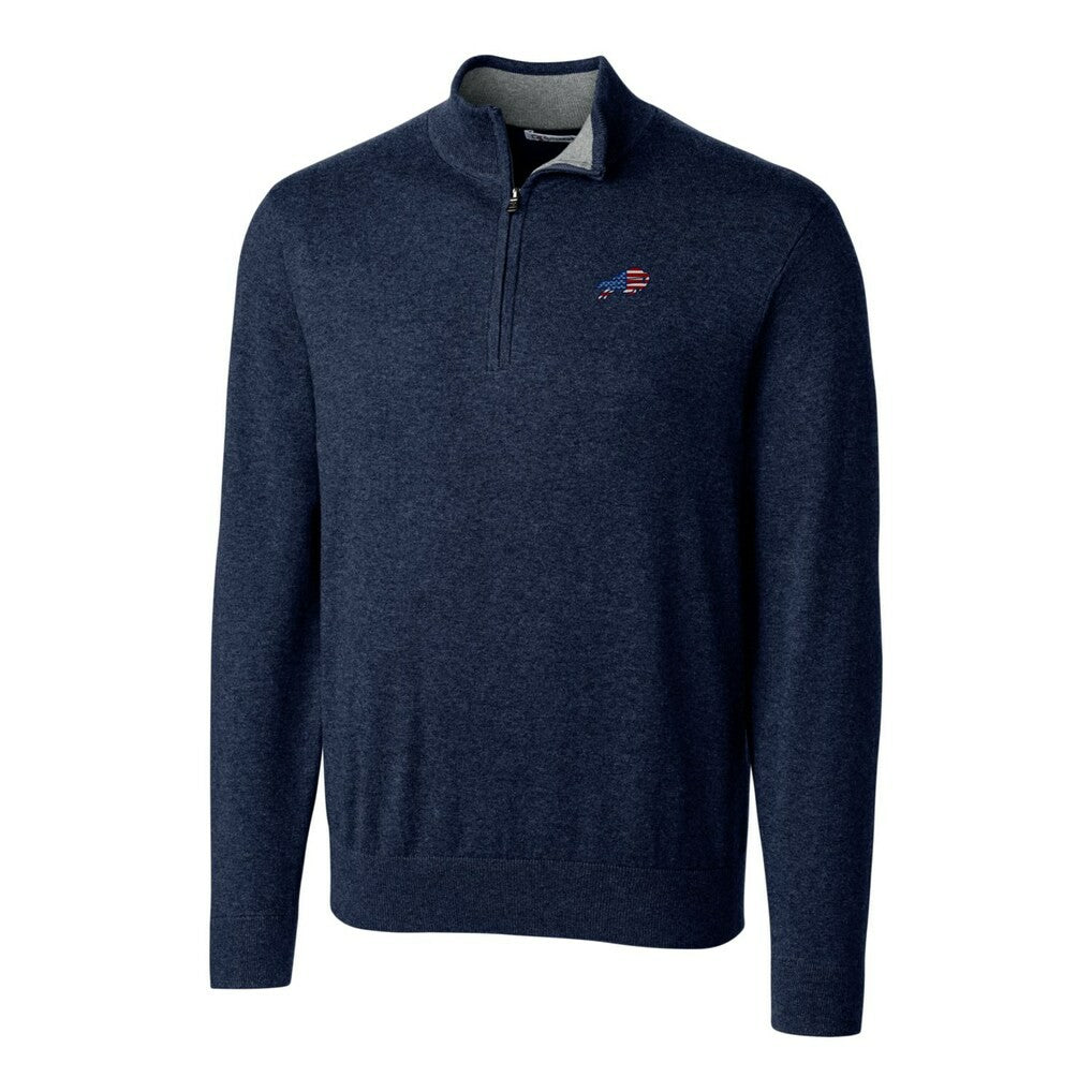 Buffalo Bills Cutter & Buck Lakemont Quarter-Zip Pullover Sweater Navy
