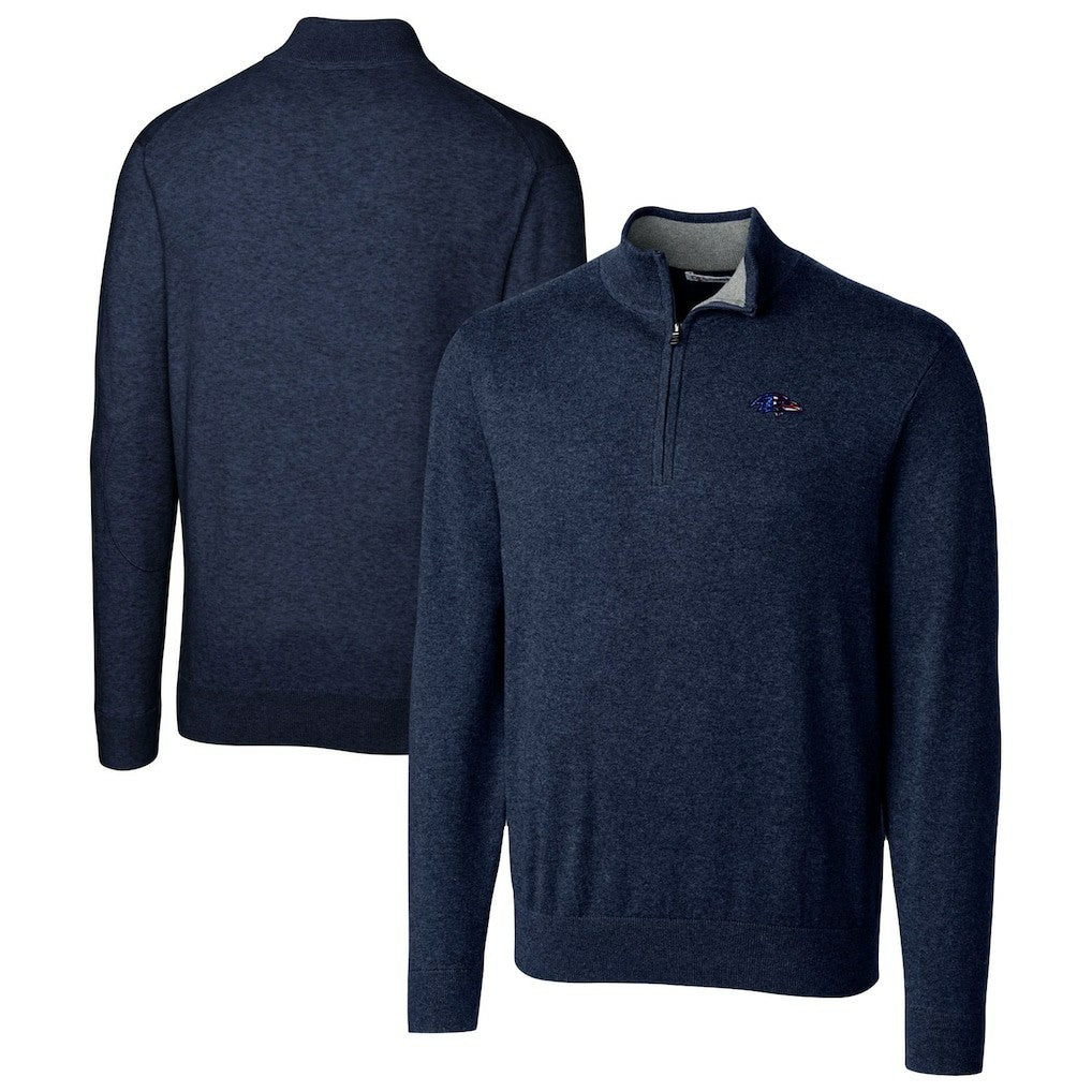 Baltimore Ravens Cutter & Buck Lakemont Quarter-Zip Pullover Sweater Navy