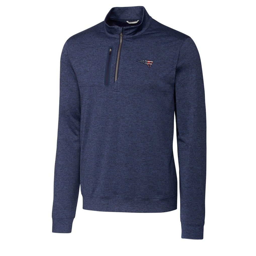New England Patriots Cutter & Buck Stealth Quarter-Zip Pullover Top Heathered Navy