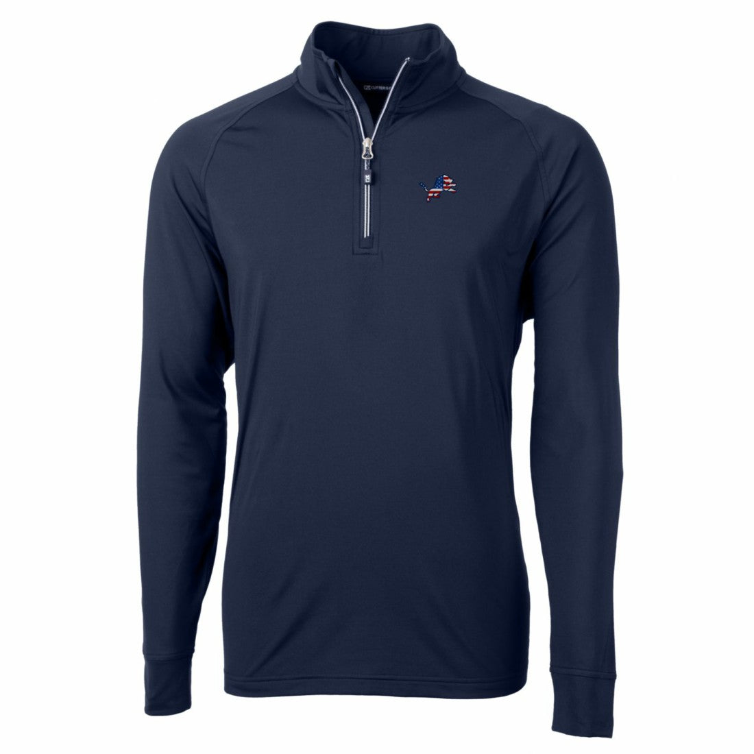 Detroit Lions Cutter & Buck Big & Tall Adapt Eco Knit Stretch Recycled Quarter-Zip Pullover Top Navy
