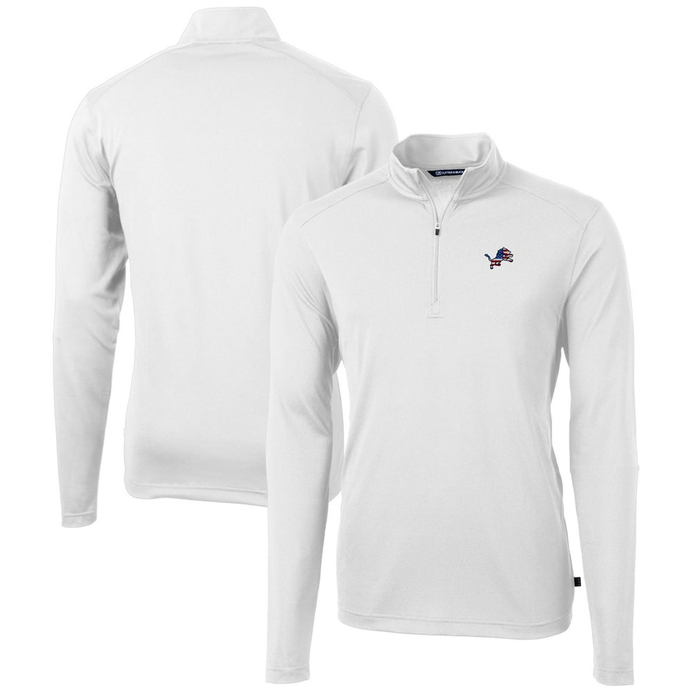 Detroit Lions Cutter & Buck Big & Tall Virtue Eco Pique Recycled Quarter-Zip Jacket White