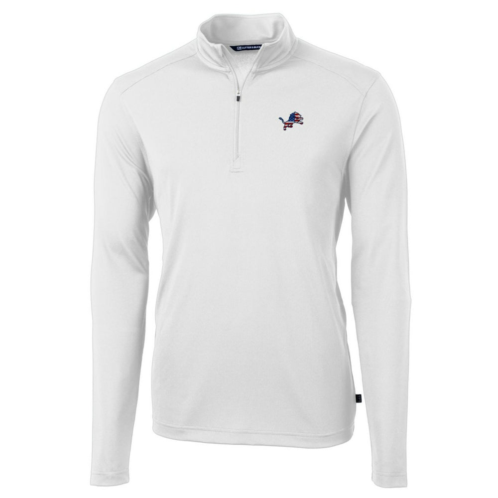 Detroit Lions Cutter & Buck Big & Tall Virtue Eco Pique Recycled Quarter-Zip Jacket White