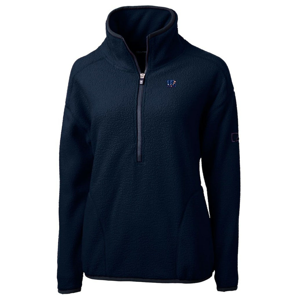 Cincinnati Bengals Cutter & Buck Women's Americana Cascade Eco Sherpa Fleece Half-Zip Pullover Jacket Navy
