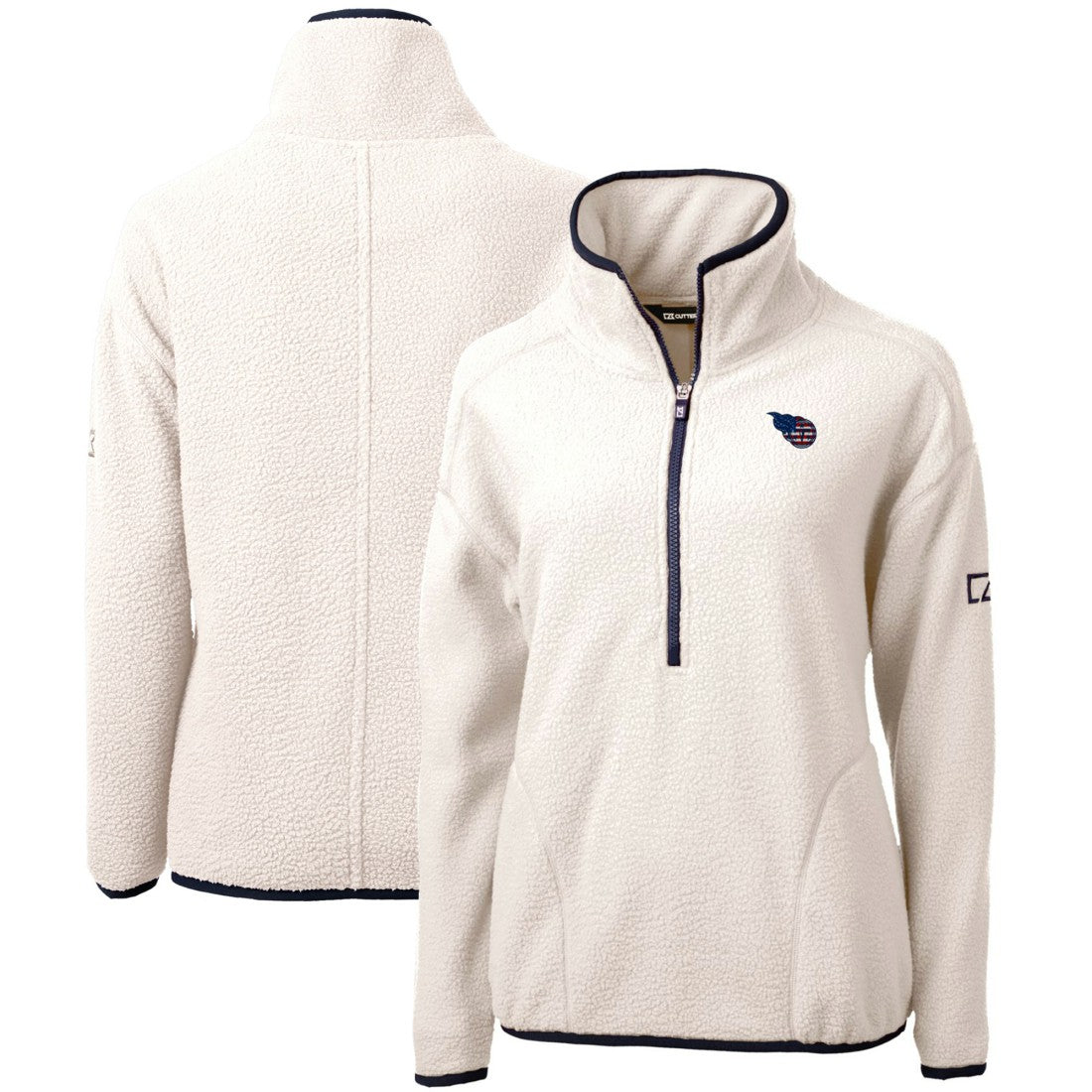 Tennessee Titans Cutter & Buck Women's Americana Cascade Eco Sherpa Fleece Half-Zip Pullover Jacket Cream