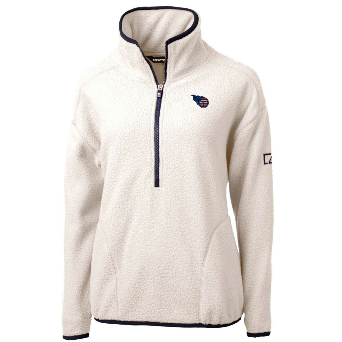 Tennessee Titans Cutter & Buck Women's Americana Cascade Eco Sherpa Fleece Half-Zip Pullover Jacket Cream