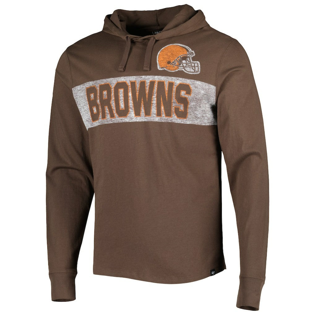 47 brand Cleveland Browns '47 Field Franklin Hooded Long Sleeve T-Shirt Brown