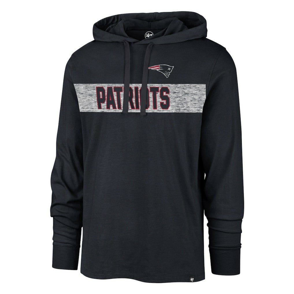 47 brand New England Patriots '47 Field Franklin Hooded Long Sleeve T-Shirt Navy