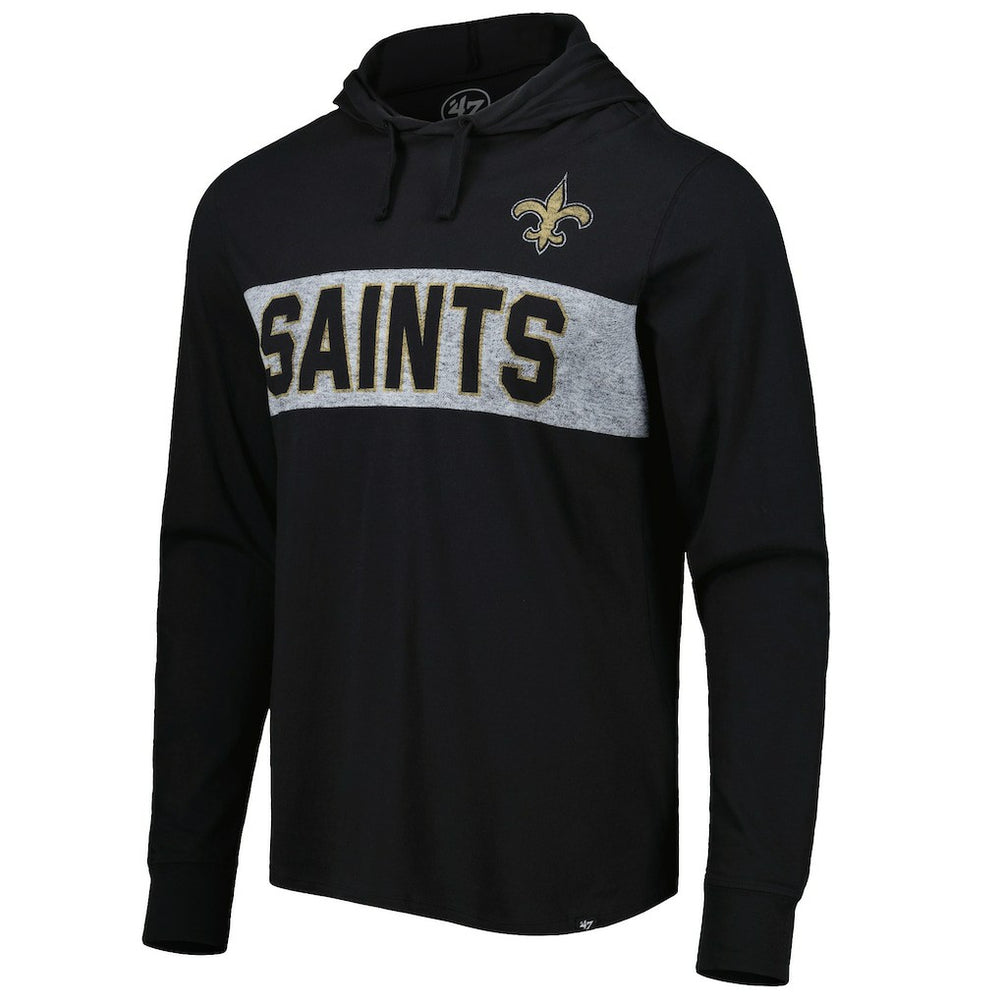 47 brand New Orleans Saints '47 Field Franklin Hooded Long Sleeve T-Shirt Black