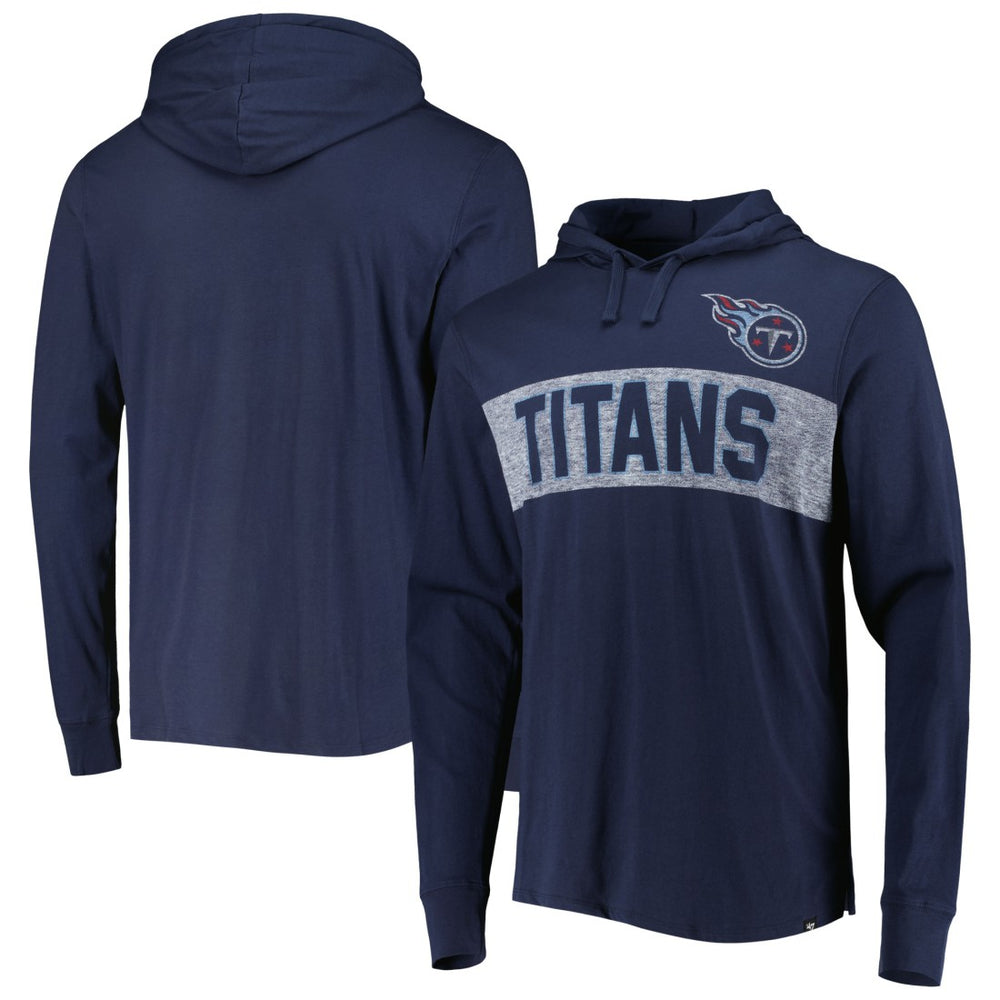 47 brand Tennessee Titans '47 Field Franklin Hooded Long Sleeve T-Shirt Navy