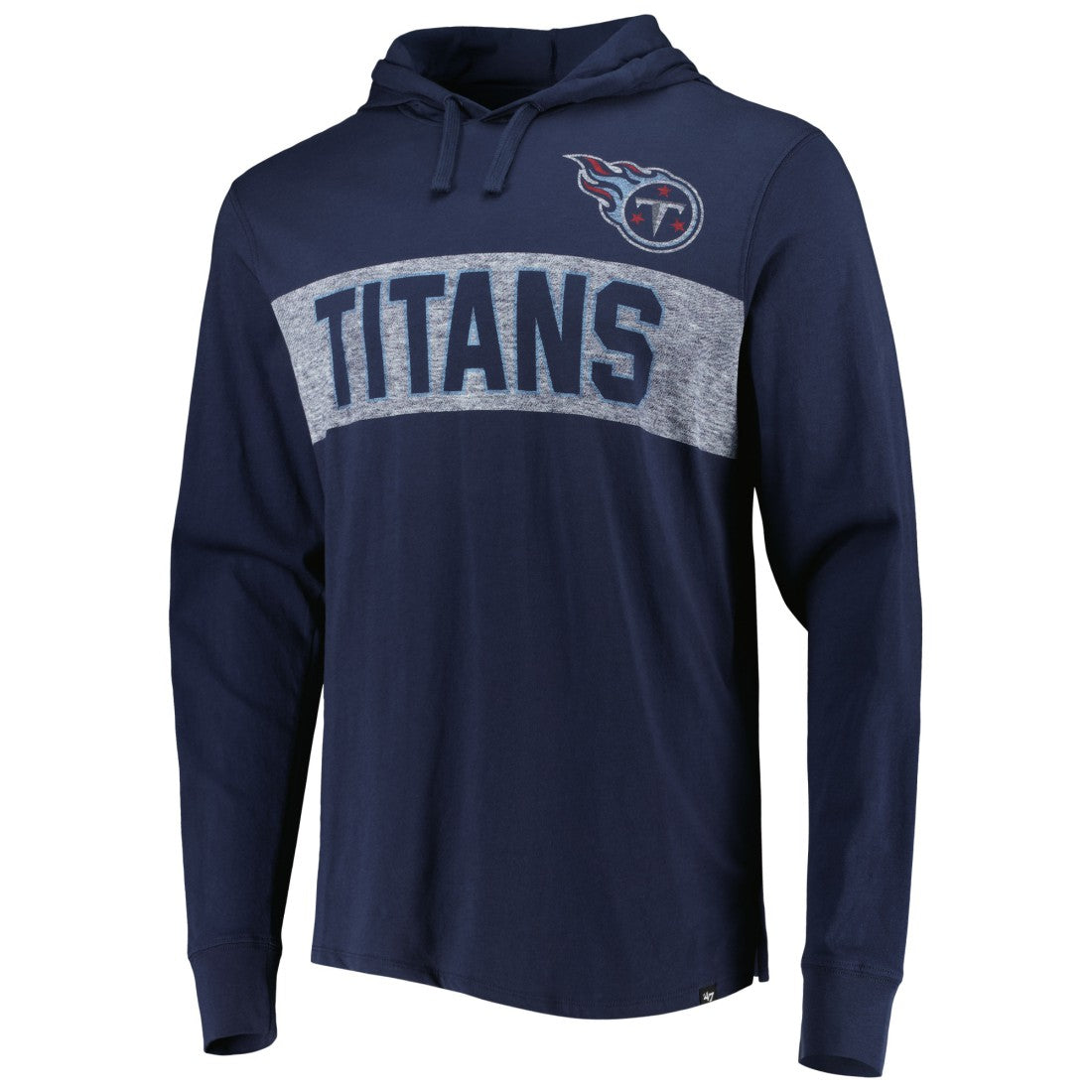47 brand Tennessee Titans '47 Field Franklin Hooded Long Sleeve T-Shirt Navy