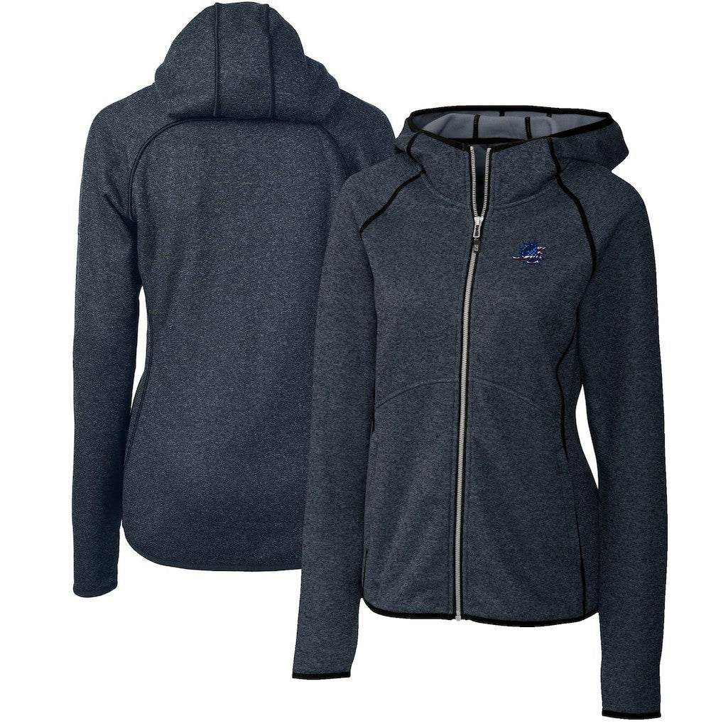 Miami Dolphins Cutter & Buck Women's Mainsail Full-Zip Jacket Heathered Navy