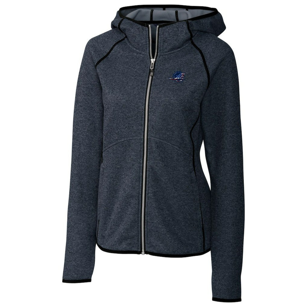 Miami Dolphins Cutter & Buck Women's Mainsail Full-Zip Jacket Heathered Navy