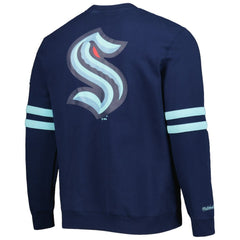Seattle Kraken Mitchell & Ness Allover Logo Pullover Sweatshirt - Deep Sea Blue - NHL 4980601