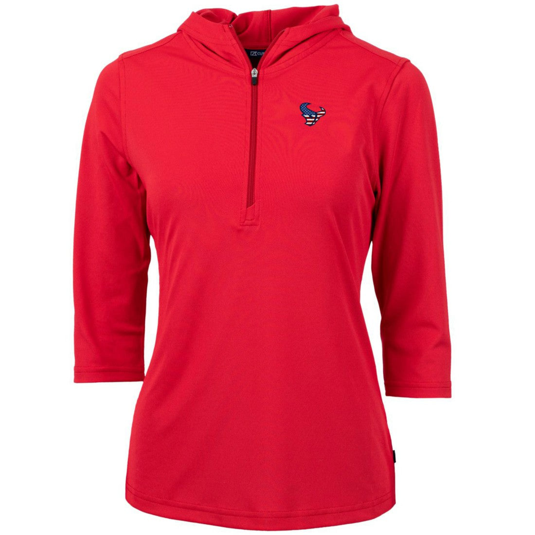 Houston Texans Cutter & Buck Women's Virtue Eco Pique 3/4 Sleeve Half-Zip Pullover Hoodie Red