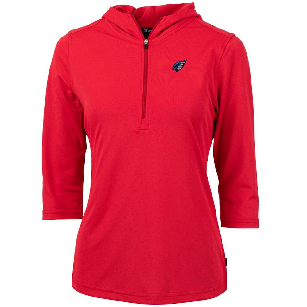 Arizona Cardinals Cutter & Buck Women's Virtue Eco Pique 3/4 Sleeve Half-Zip Pullover Hoodie Red