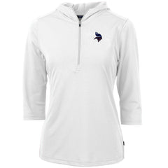 Minnesota Vikings Cutter & Buck Women's Virtue Eco Pique 3/4 Sleeve Half-Zip Pullover Hoodie White