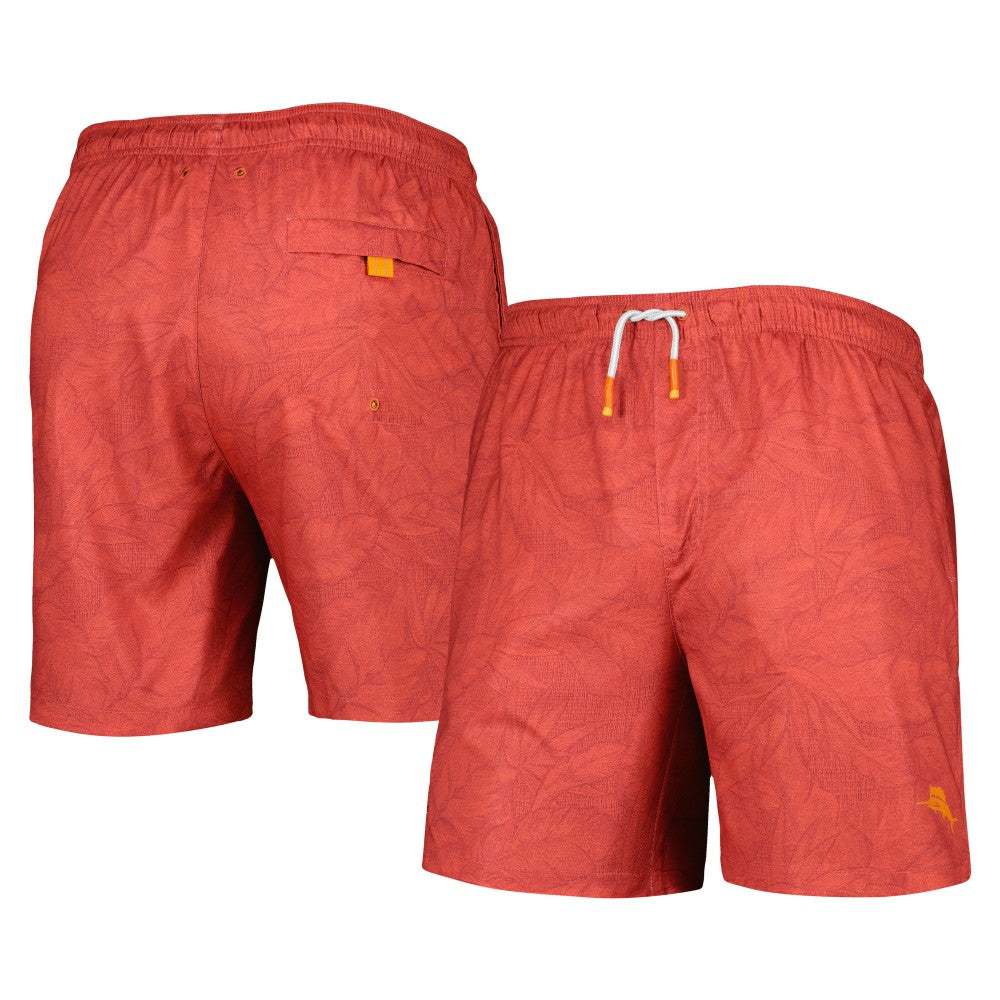 Los Angeles Angels Tommy Bahama Naples Layered Leaves Swim Trunks - Red - MLB Lifestyle