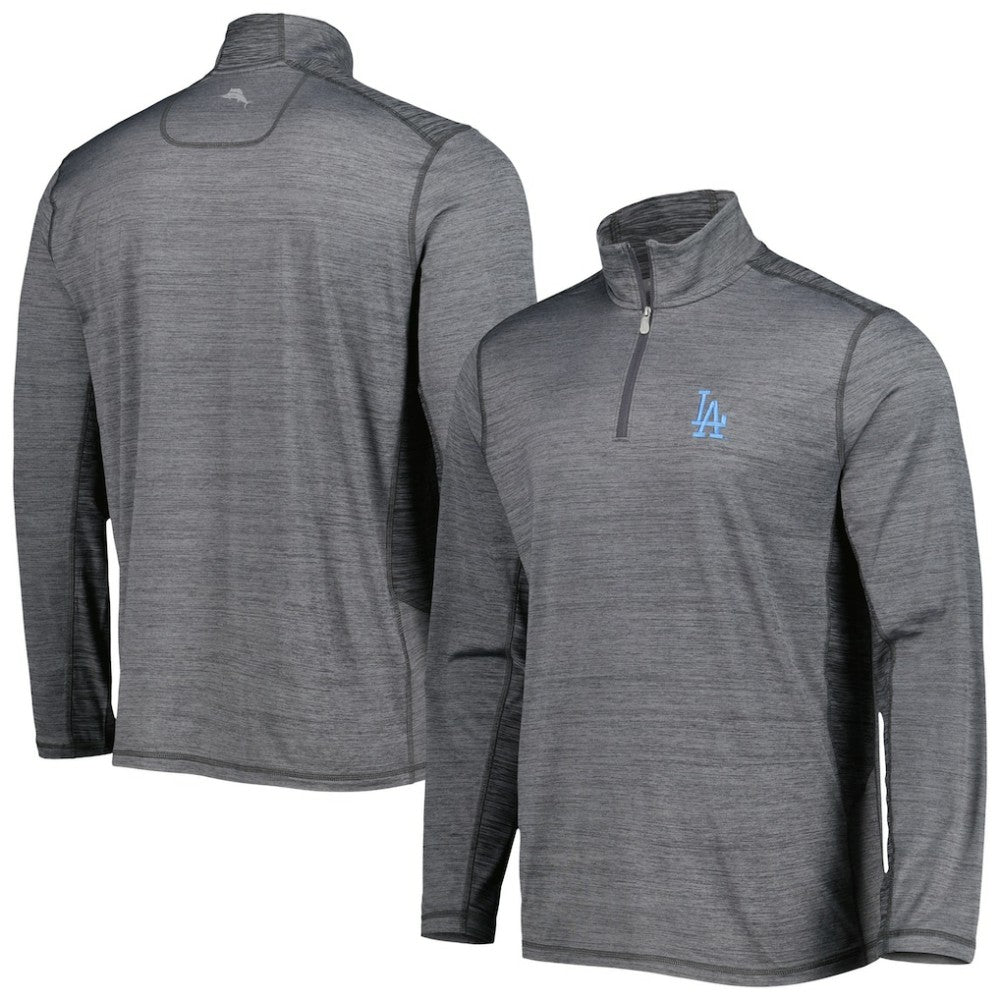 Los Angeles Dodgers Tommy Bahama Delray IslandZone Half-Zip Top - Gray - MLB on Sale