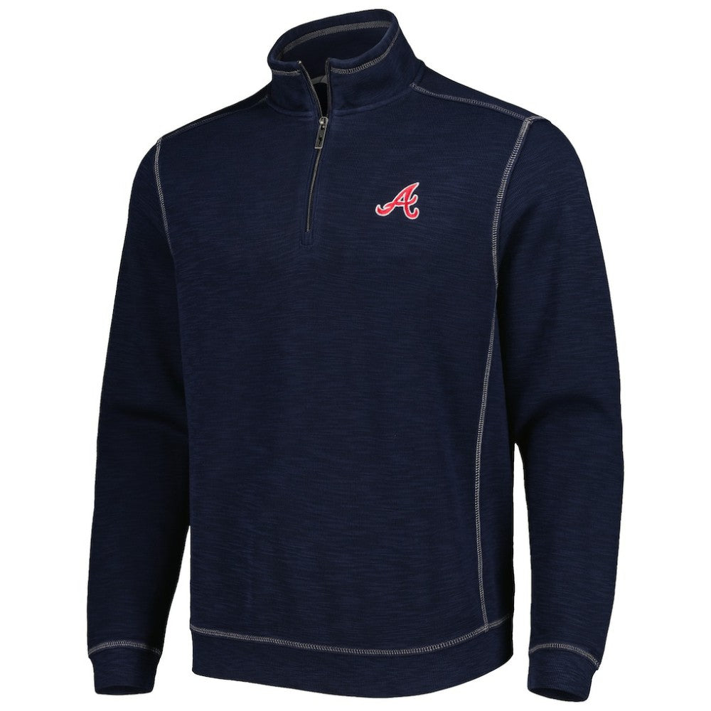 Atlanta Braves Tommy Bahama Tobago Bay Tri-Blend Quarter-Zip Sweatshirt - Blue - MLB Online