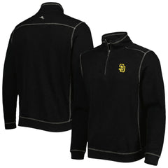 San Diego Padres Tommy Bahama Tobago Bay Tri-Blend Quarter-Zip Sweatshirt - Black - MLB Sale