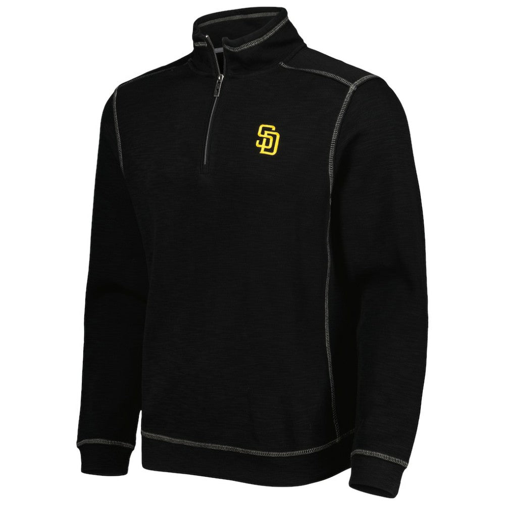 San Diego Padres Tommy Bahama Tobago Bay Tri-Blend Quarter-Zip Sweatshirt - Black - MLB Sale
