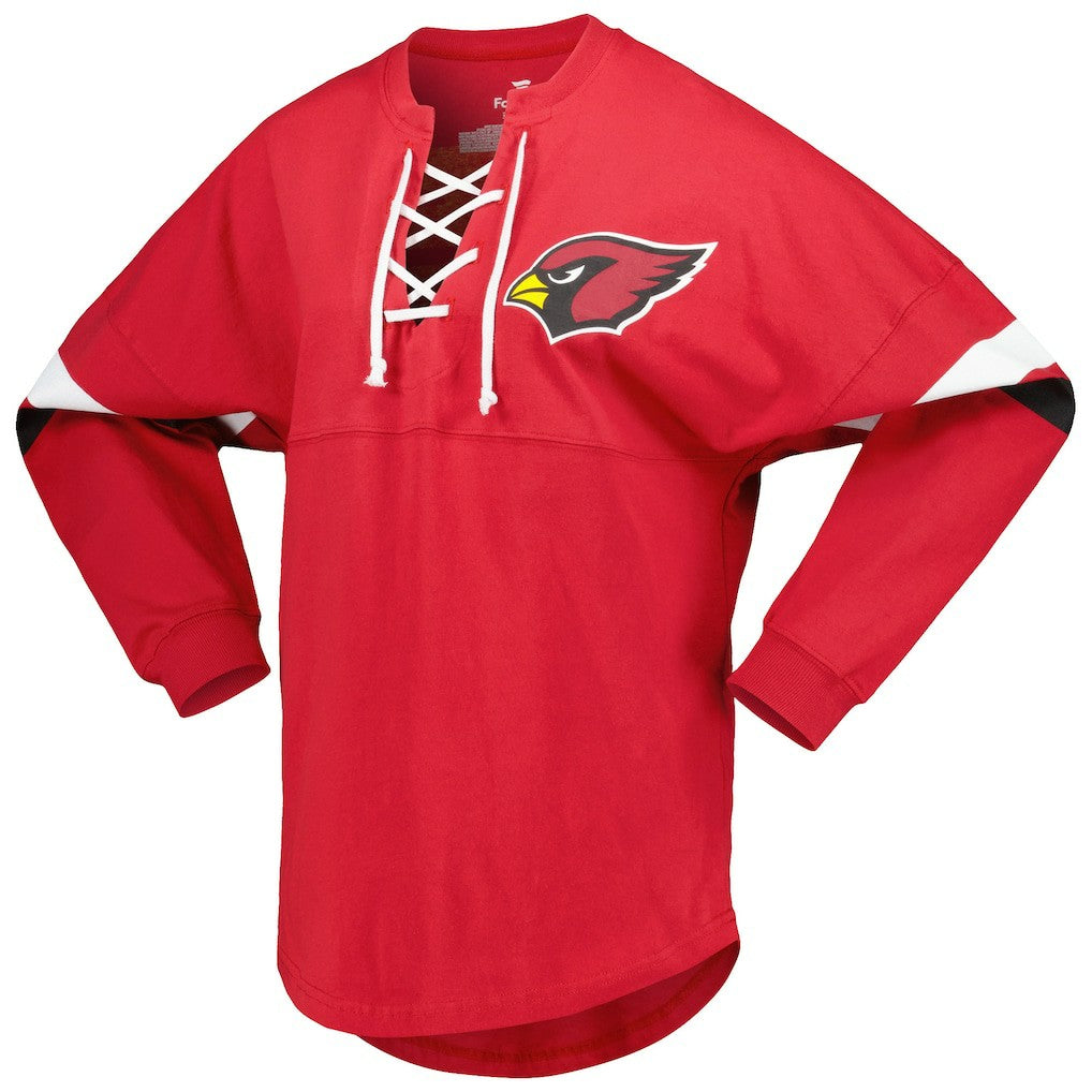 Fanatics Arizona Cardinals Women's Spirit Jersey Lace-Up V-Neck Long Sleeve T-Shirt Cardinal