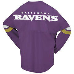 Fanatics Baltimore Ravens Women's Spirit Jersey Lace-Up V-Neck Long Sleeve T-Shirt Purple