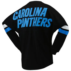 Fanatics Carolina Panthers Women's Spirit Jersey Lace-Up V-Neck Long Sleeve T-Shirt Black