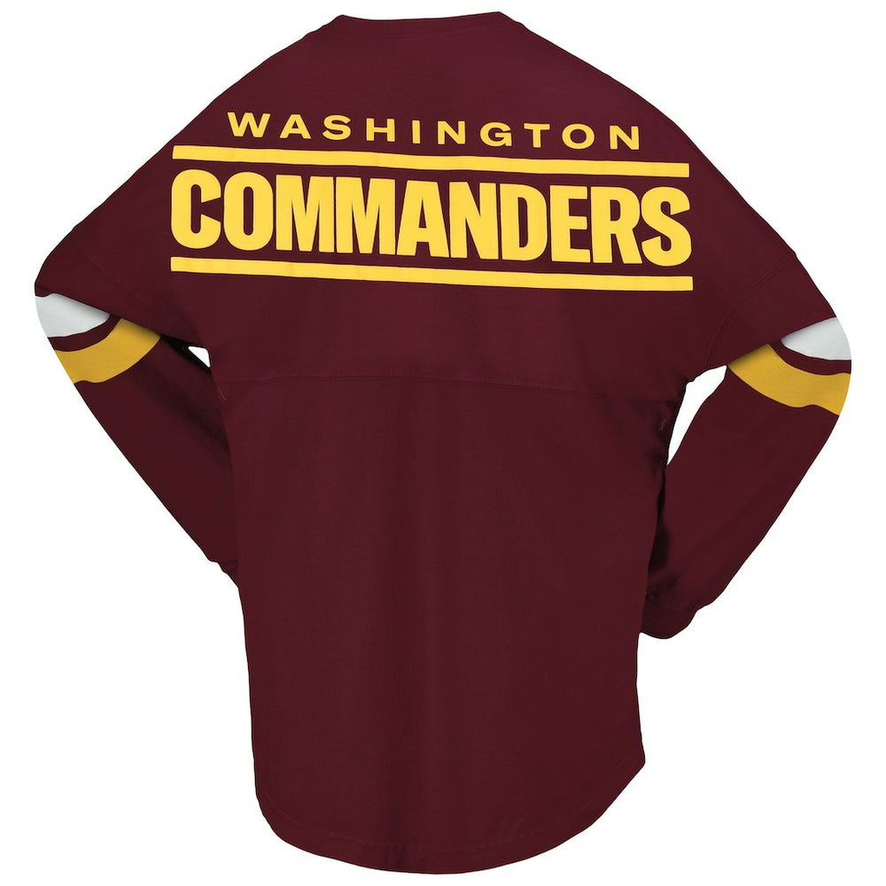 Fanatics Washington Commanders Women's Spirit Jersey Lace-Up V-Neck Long Sleeve T-Shirt Burgundy