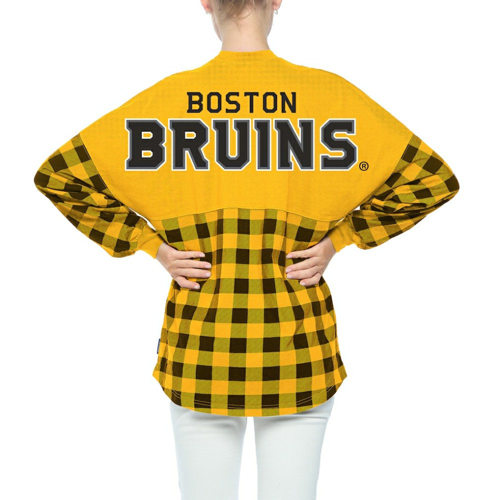 Boston Bruins Fanatics Women's Buffalo Check Long Sleeve T-Shirt - Gold - NHL 4982418