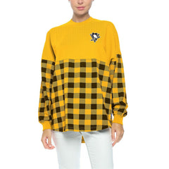 Pittsburgh Penguins Fanatics Women's Buffalo Check Long Sleeve T-Shirt - Gold - NHL 4982420
