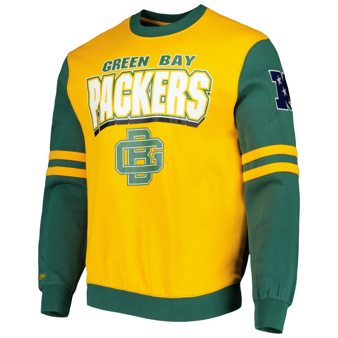 Mitchell & Ness Green Bay Packers All Over 2.0 Pullover Sweatshirt Gold