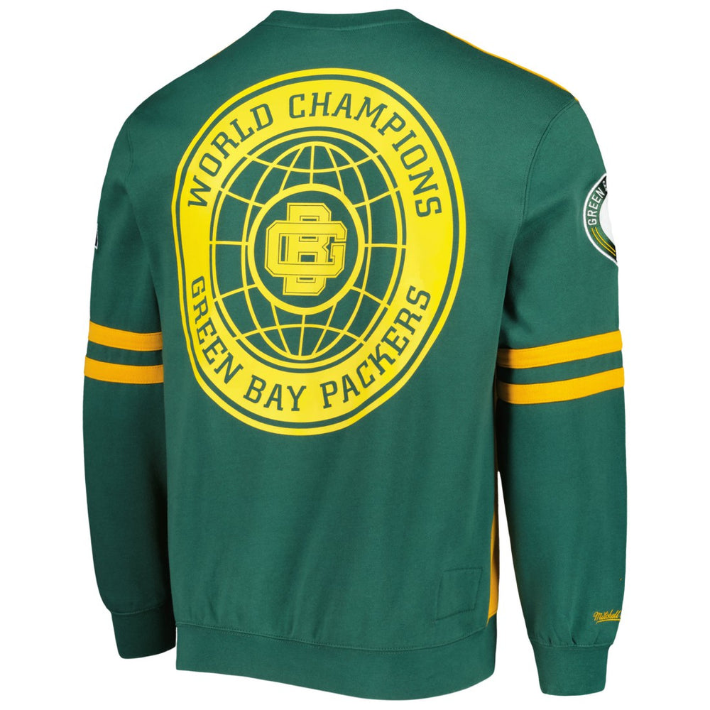 Mitchell & Ness Green Bay Packers All Over 2.0 Pullover Sweatshirt Gold