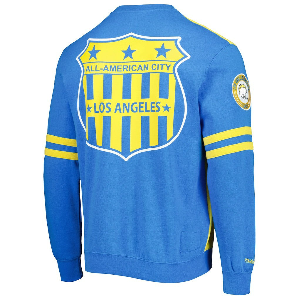 Mitchell & Ness Los Angeles Chargers All Over 2.0 Pullover Sweatshirt Gold