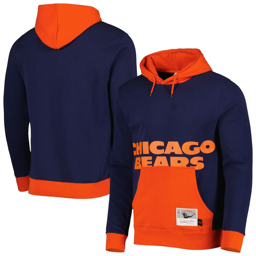 Mitchell & Ness Chicago Bears Big Face 5.0 Pullover Hoodie Navy
