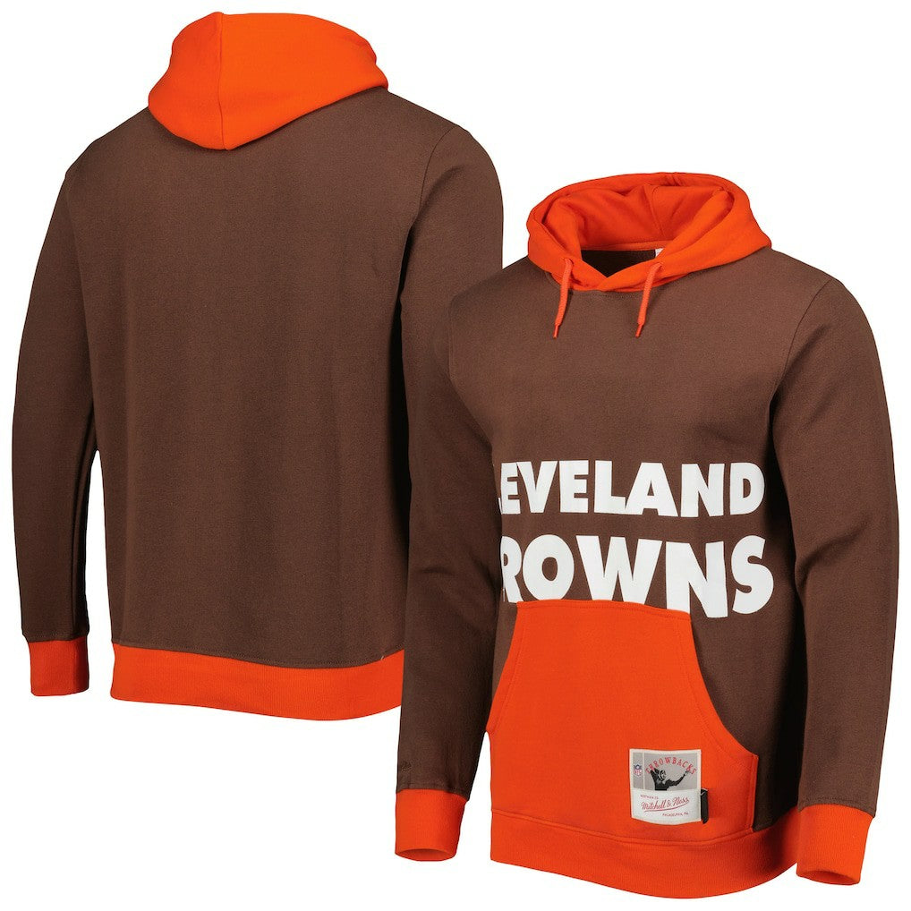 Mitchell & Ness Cleveland Browns Big Face 5.0 Pullover Hoodie Brown