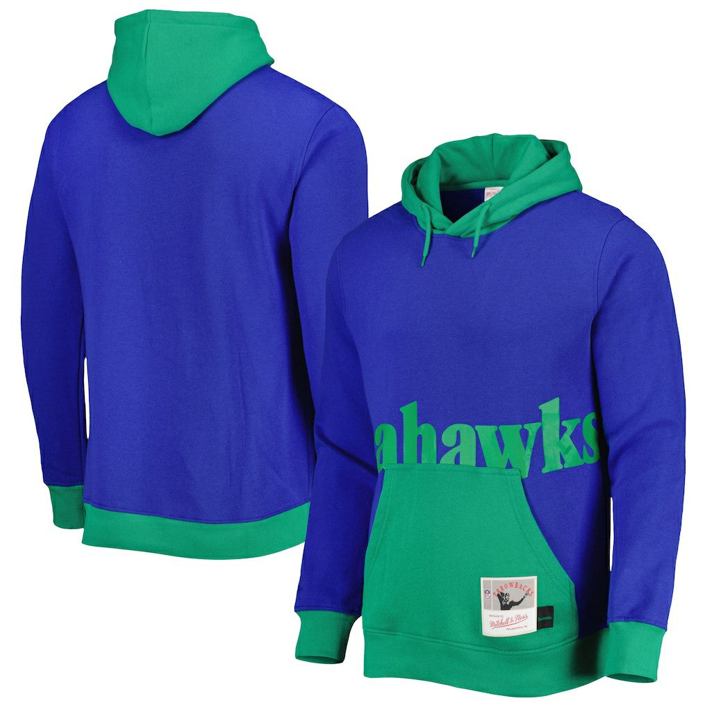 Mitchell & Ness Seattle Seahawks Big Face 5.0 Pullover Hoodie Royal