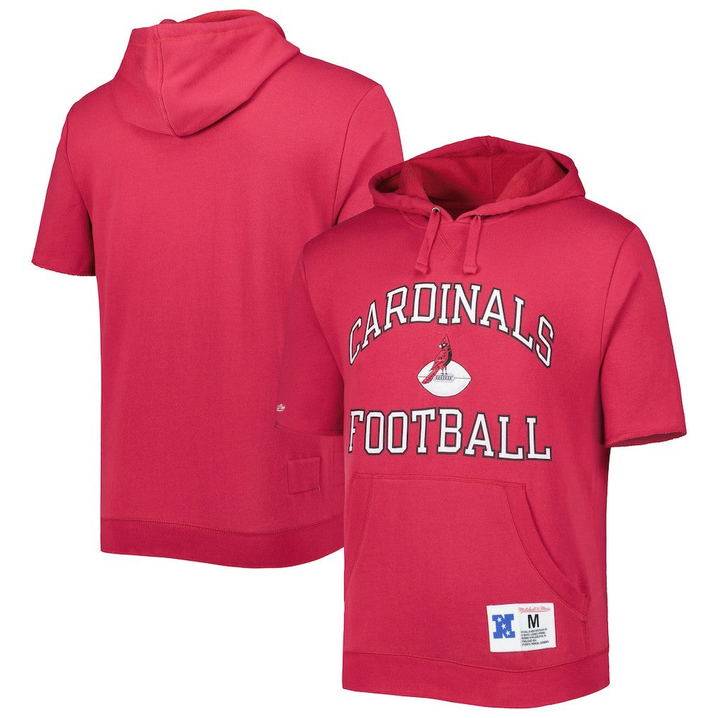 Mitchell & Ness Arizona Cardinals Washed Short Sleeve Pullover Hoodie Cardinal