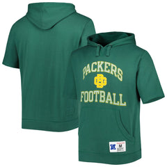 Mitchell & Ness Green Bay Packers Washed Short Sleeve Pullover Hoodie Green